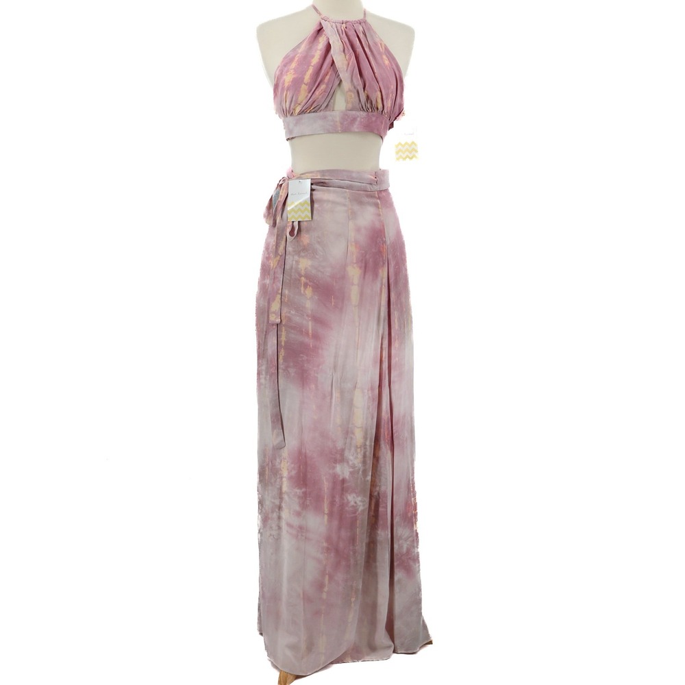 Dear Hannah Tie Dye Crop & Maxi Set Womens Small Pink China Resortwear Boho